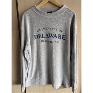 VTG University Of Delaware Blue Hens MV Sport Terry Cloth Sweatshirt Mens Large